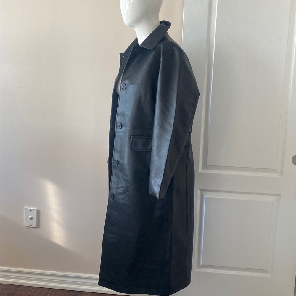 Rebecca Minkoff Black Vegan Leather Trench - L - Picture 5 of 12